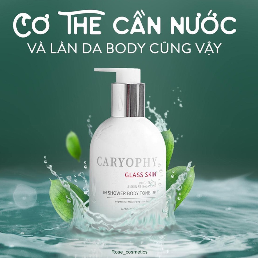 Kem dưỡng ẩm trắng da body Caryophy Glass Skin 3 in 1 5ml và 300g IROSE-CARKDT