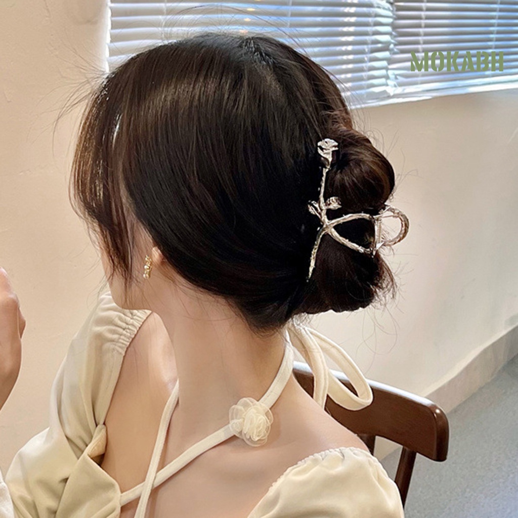 Kẹp Tóc Hình Hoa Hồng Màu Bạc Nhẹ Nhàng Thanh Lịch Cho Nữ