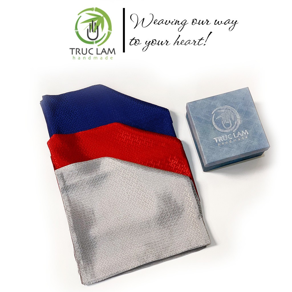 Khăn Choàng Nam Thời Trang Cao Cấp Hai Lớp Vải 70% Silk 30% Rayon Họa Tiết Chữ Triện - Trúc Lâm Handmade
