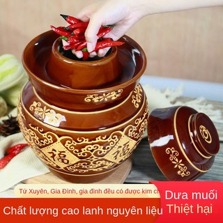 Gia Tây Hũ đựng kim chi Tứ Xuyên bằng đất nung dụng kiểu cũ dưa cải dày, muối và trứng kín