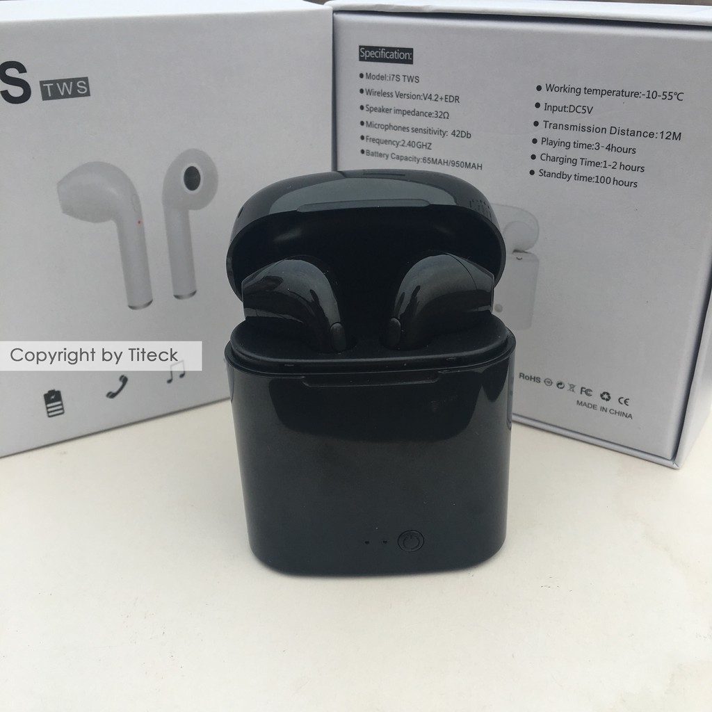 Tai nghe Bluetooth Earpods i7s, cốc sạc chuẩn