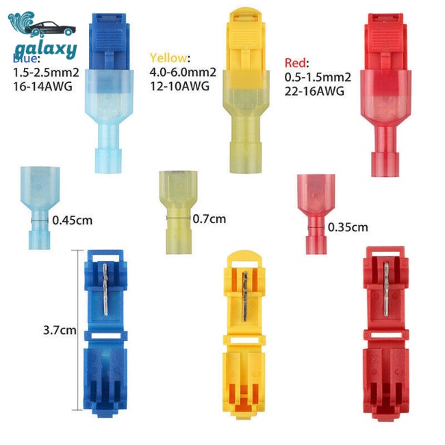 Galaxy set 120 Đầu Nối Dây Điện Chữ T Bằng Nylon Cách Nhiệt Nhanh Chóng