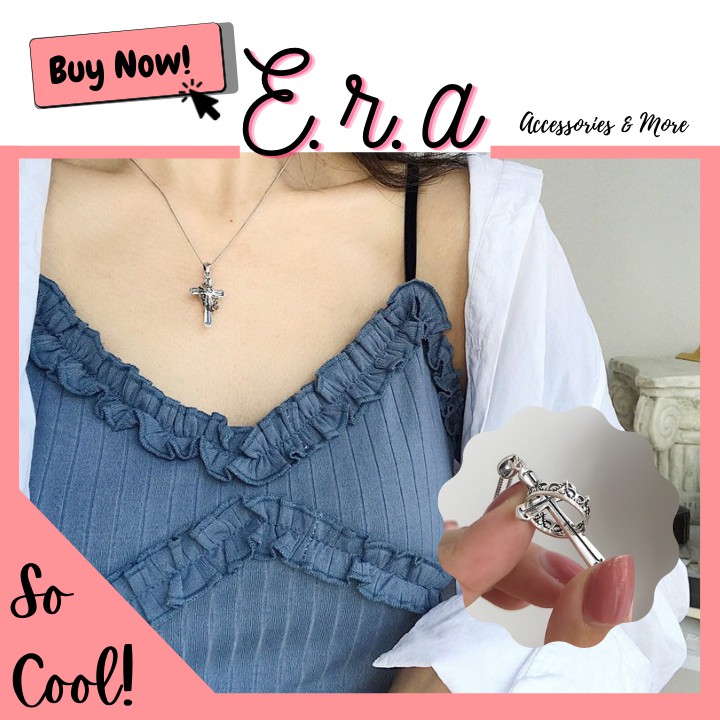 [Ảnh thật] Dây Chuyền Nam/ Nữ ERASHOP 077145 - Chữ Thập Kèm Nhẫn Cá Tính, Cool Ngầu, Rẻ Đẹp