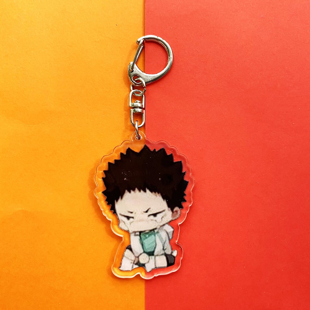 ( Mica trong acrylic) Móc khóa Haikyuu!! Vua bóng chuyền ver cry bóng in hình anime chibi M02