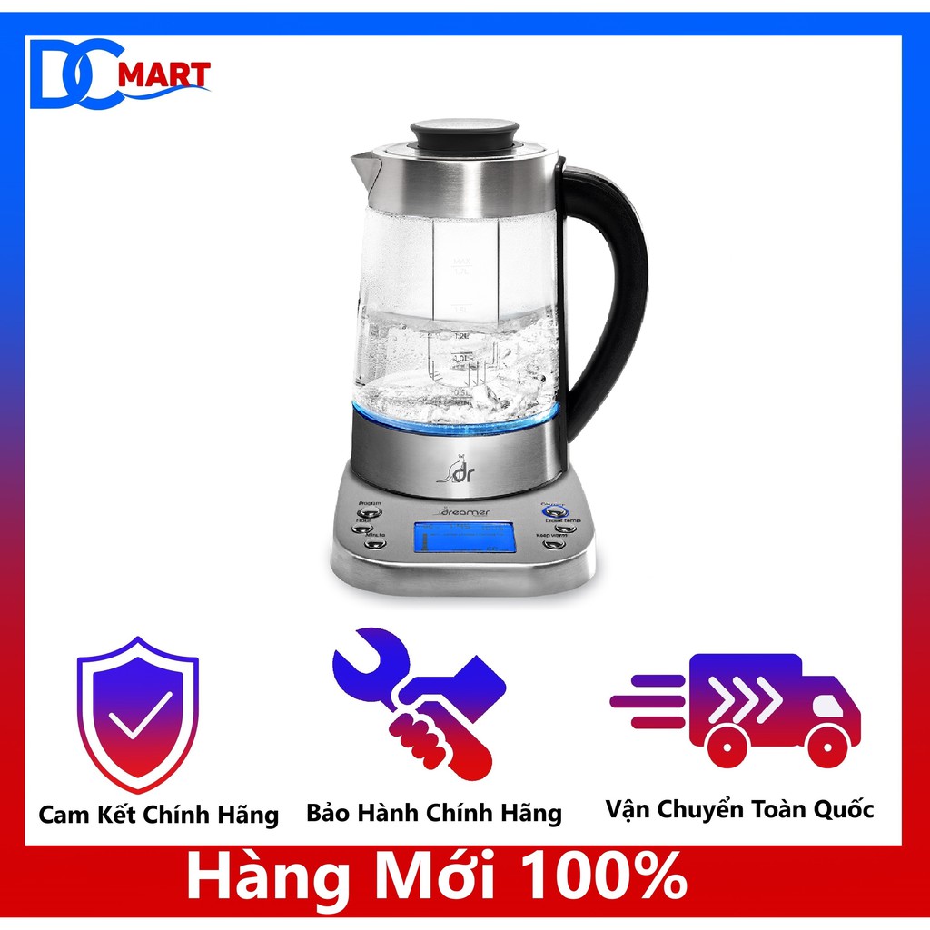 Bình đun nước thông minh, pha sữa, lọc trà Dreamer SMART KETTLE DK-S17D/W - Hàng Chính Hãng