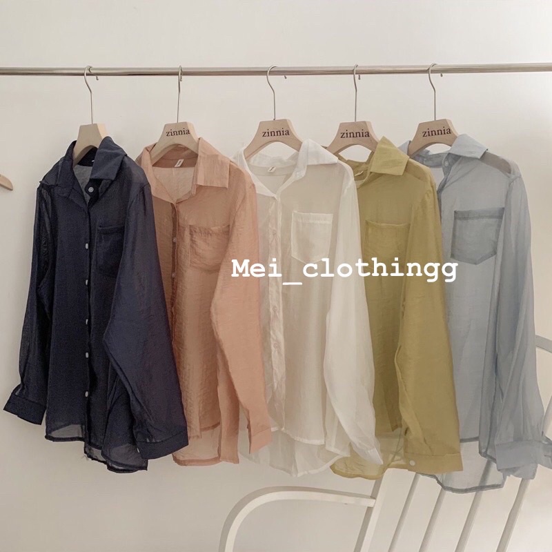 Áo sơmi tơ/ sơ mi voan giấy trong suốt ulzzang nhiều màu A1