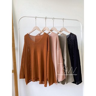 Áo len mỏng mongtoghi cổ V trơn