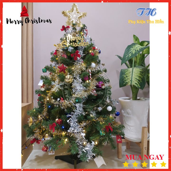 Cây thông noel 1m2 trang trí giáng sinh cho nhà cửa, phòng khách, phòng ngủ Full phụ kiện trang trí