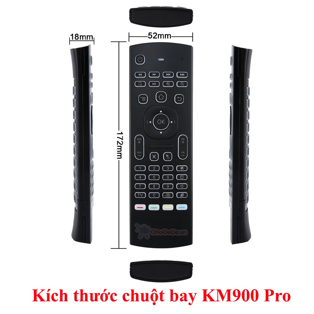 Chuột bay bàn phím KM900 Pro cao cấp tích hợp đèn LED sáng ban đêm chuyên dùng cho Android Box, Smart TV, máy tính