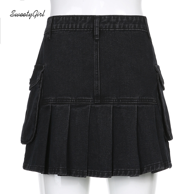 Chân váy jean lưng cao phối túi thời trang xinh xắn cho nữ