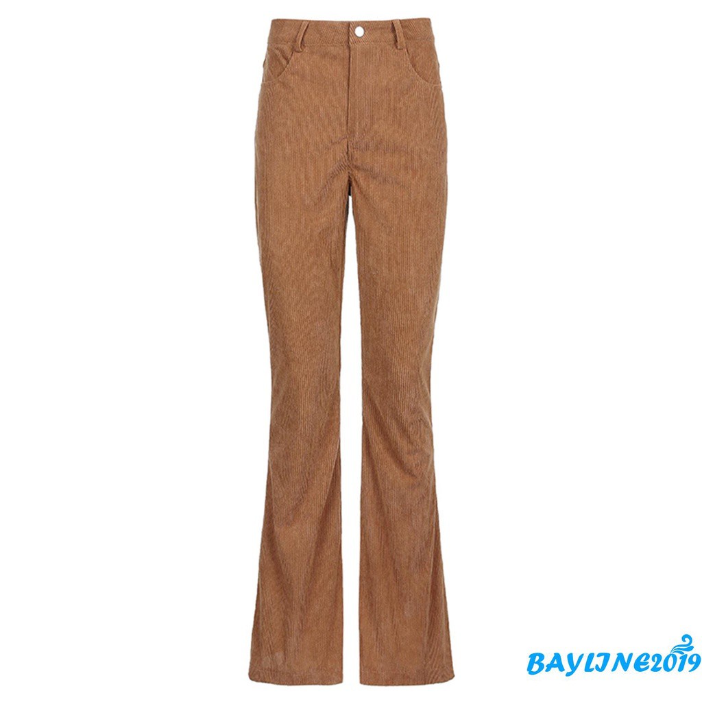 Quần Dài Ống Loe Lưng Cao Màu Trơn Thời Trang Cho Nữ