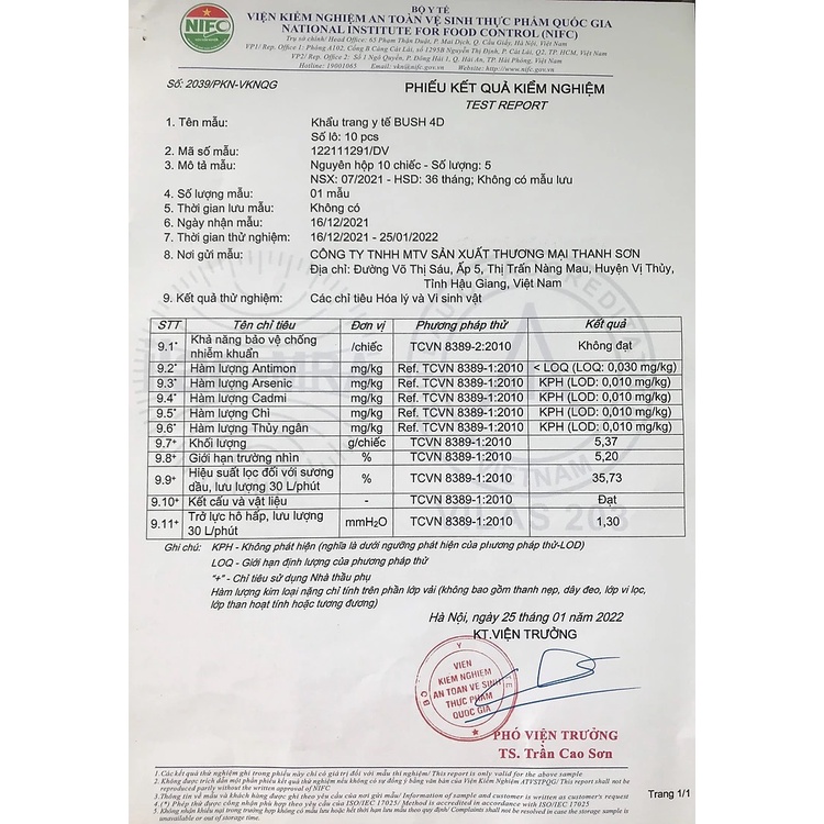 Khẩu Trang KF94 thoáng khí - Cam kết chính hãng