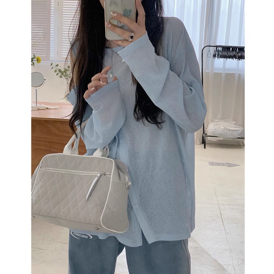 Áo thun tay dài hở vai dáng rộng thời trang mùa hè hàn quốc 2021