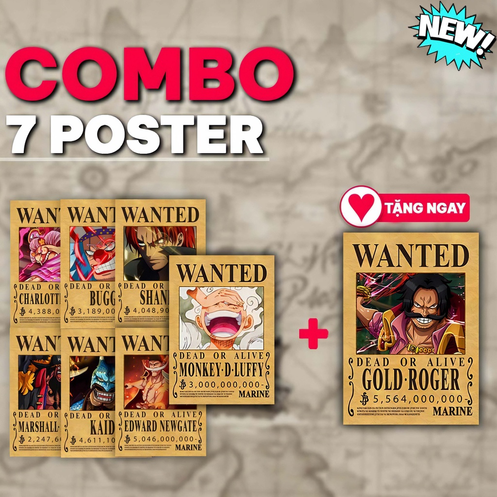 COMBO 99 Poster Truy Nã One Piece Mới Nhất - Tranh Hoạt Hình One Piece Dùng Trang Trí