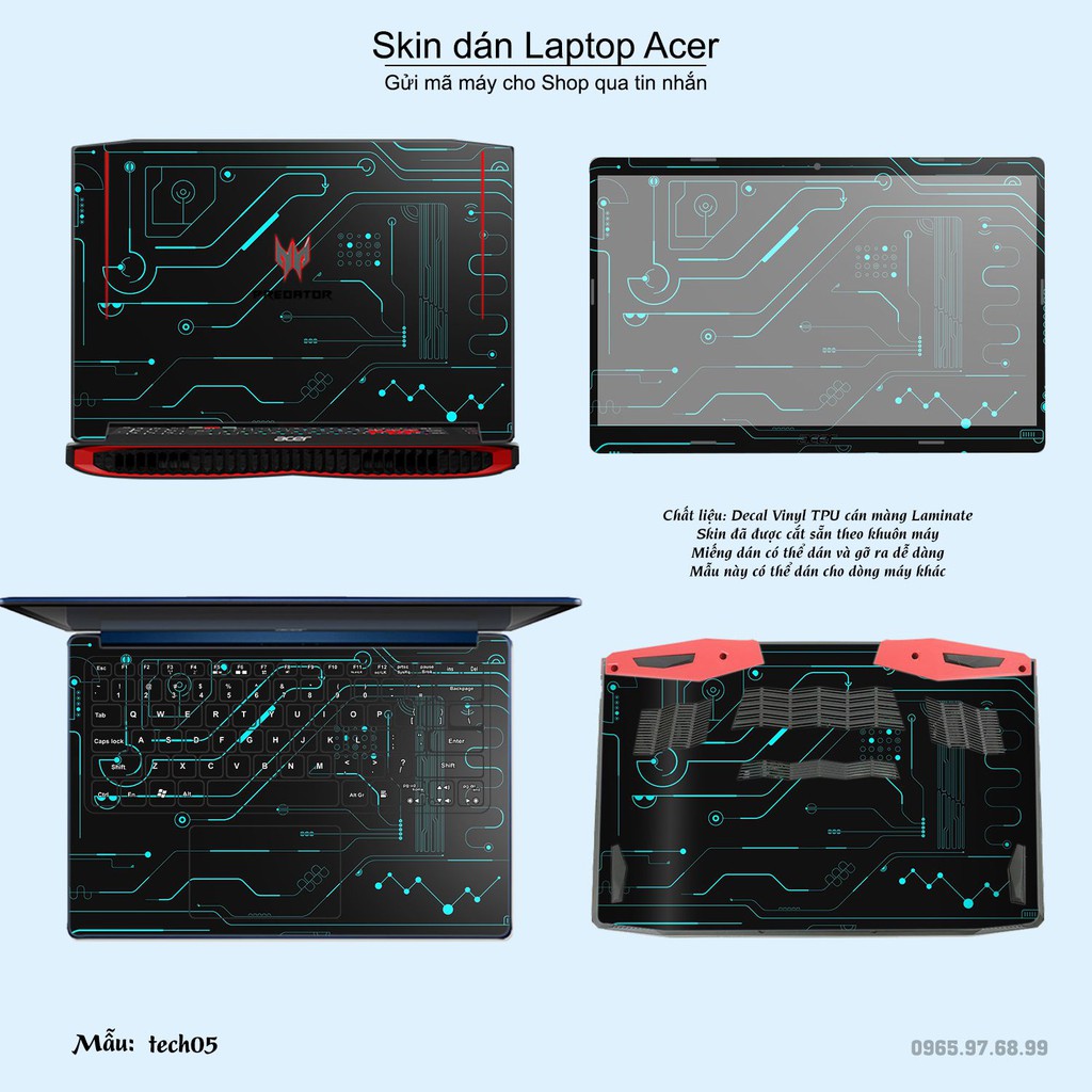 Skin dán Laptop Acer in hình Công nghệ (inbox mã máy cho Shop)