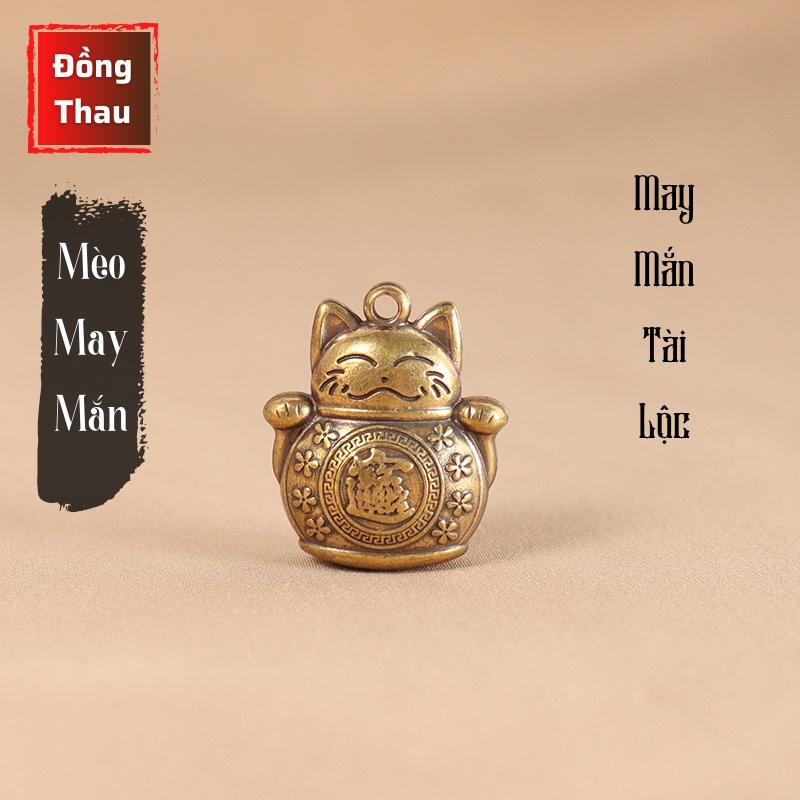 Tượng Nhỏ Phong Thủy Bằng Đồng Kiểu Dáng Con Mèo May Mắn, Đem Lại Sự May Mắn Tài Lộc, Trưng Bày -Kích Thước: 2.5 x 2.9cm
