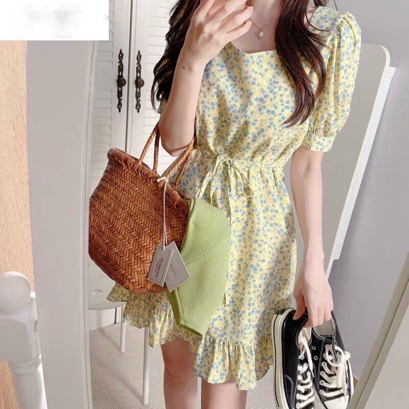 Đầm váy hoa mai (Vàng, Đen) dáng bèo đuôi cá siêu xinh, cuốn hút mọi ánh nhìn-4