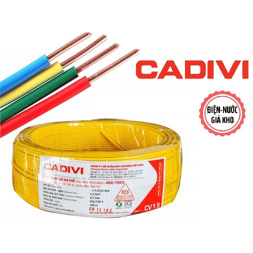Dây điện đơn cadivi 1.5 ; 2.5 mm2 CV 1.5 . CV 2.5