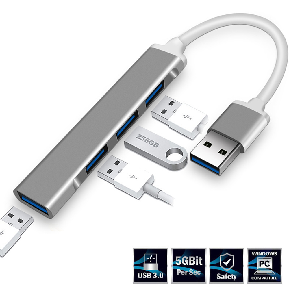 Bộ Chia 4 Cổng Usb 3.0 Bằng Hợp Kim Nhôm Otg Cho Macbook Pro 13 15