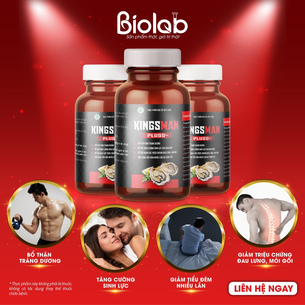 Kingsman Pluss ++ Bổ thận tráng dương, tăng cường sinh lực cho nam giới - Dược Biolab
