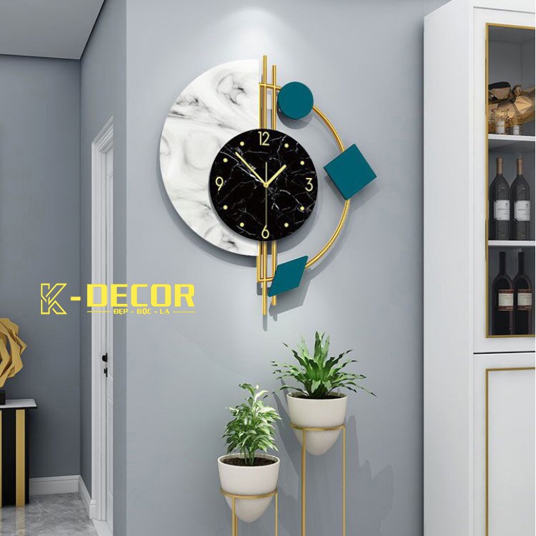 Đồng hồ treo tường trang trí K668 decor phòng khách thiết kế độc đáo kiểu dáng hiện đại kim trôi cao cấp KOKA