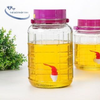 BÌNH THỦY TINH NGÂM RƯỢU 16 LÍT , 20 LÍT NẮP TÍM LOẠI CÓ VAN VÀ KHÔNG VAN