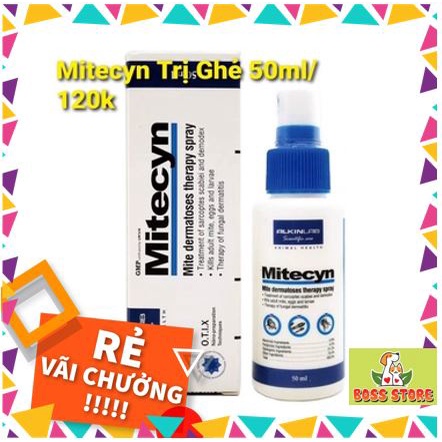 ALKIN MITECYN 50ML - TRỊ VIÊM DA, NẤM, GHẺ CHÓ MÈO