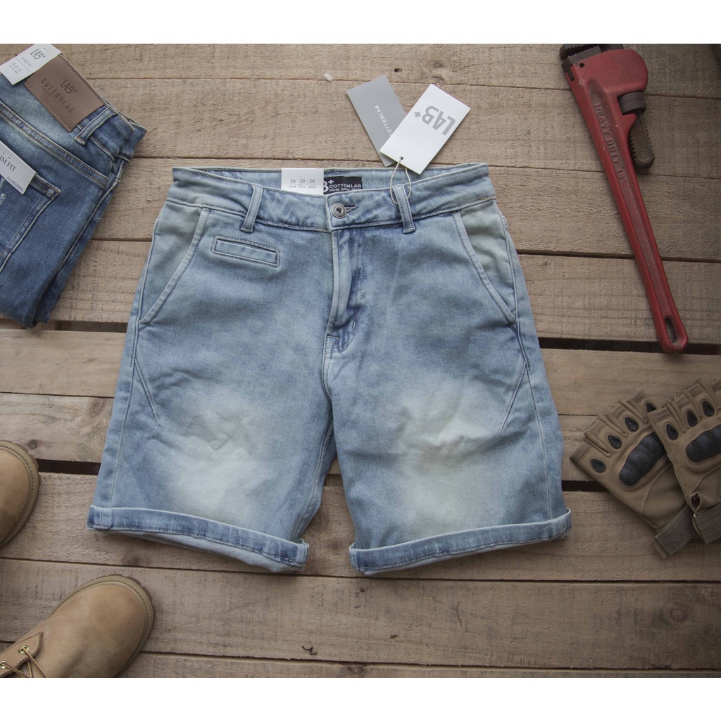 Quần short jean nam túi chéo chất vải cao cấp co dãn fom slimfit  - LAB 605606