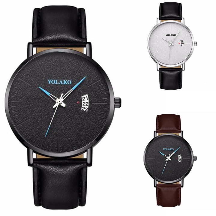 Đồng Hồ Nam YLK01 Máy Pin Mặt Tròn Dây Da Cao Cấp