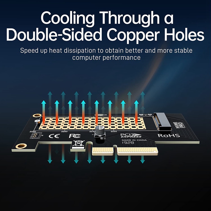 Thẻ chuyển đổi M.2 NVME SSD sang PCIe 4.0 64Gbps SSD PCIe4.0 X4 cho máy tính PCI-E GEN4