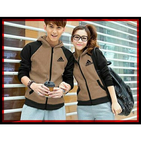Áo Khoác Hoodie Cặp Đôi Màu Nâu Và Đen Adidas