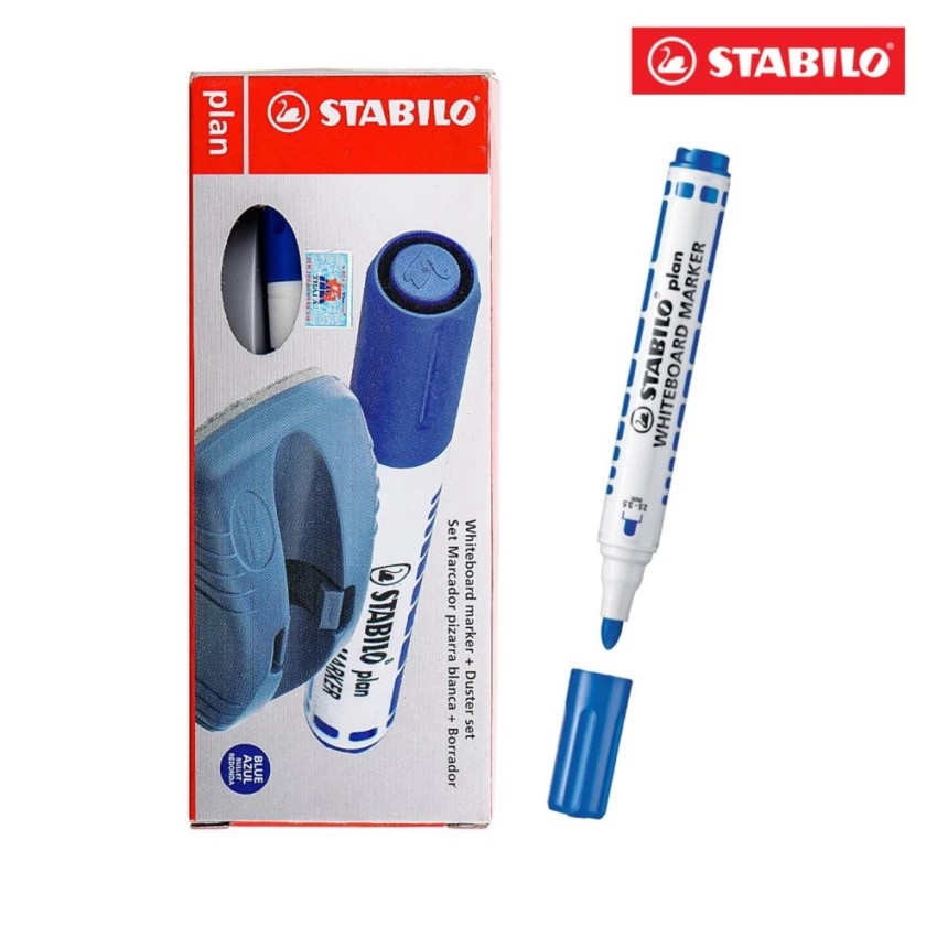 Bộ 1 bút viết bảng STABILO plan WHITEBOARD MARKER + Dụng cụ lau bảng nhỏ (WM641-1S)