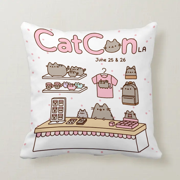 Gối Sofa pusheen VGI9 gối in 2 mặt Gối Tựa lưng Sofa Gối vuông Gối Trang Trí vải canvas 45x45cm