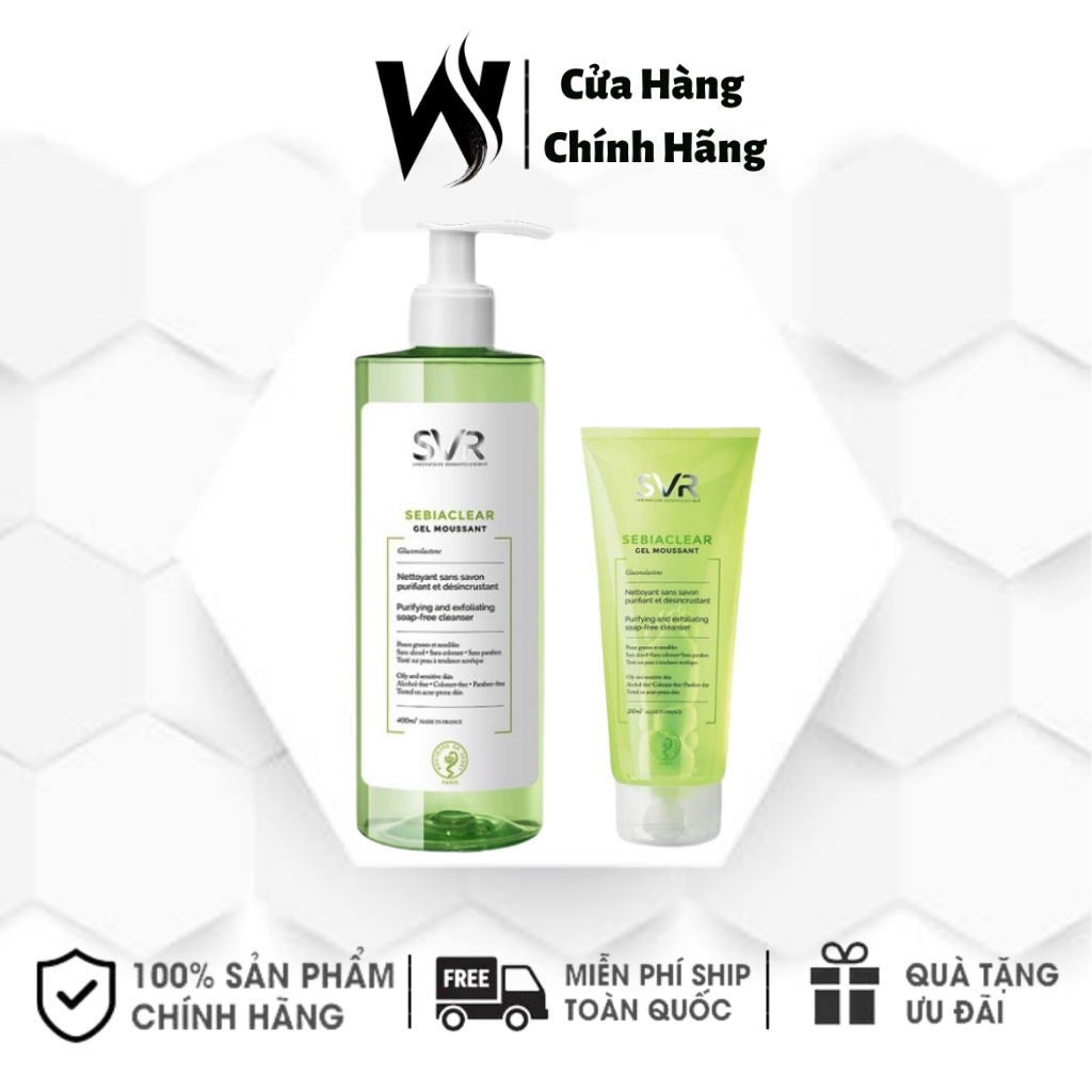 Sữa rửa mặt SVR Sebiaclear Gel Moussant cho da dầu mụn & da nhạy cảm hàng Pháp chuẩn chính hãng - White Store