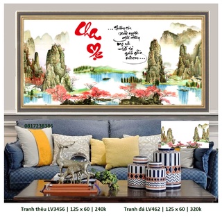 Tranh thêu chữ thập, tranh đính đá cha mẹ lv3456 , lv462
