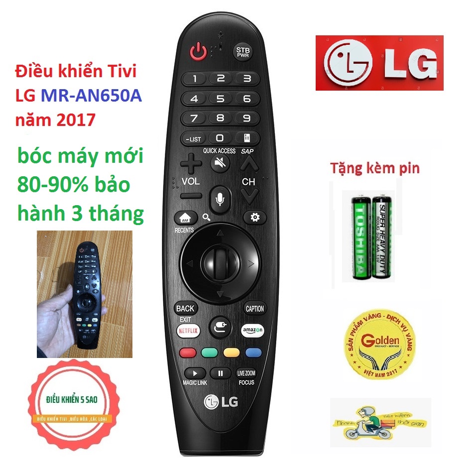 Điều khiển tivi LG AN-MR650A dùng cho tivi LG có giọng nói 2017 hàng bóc máy mới 90%