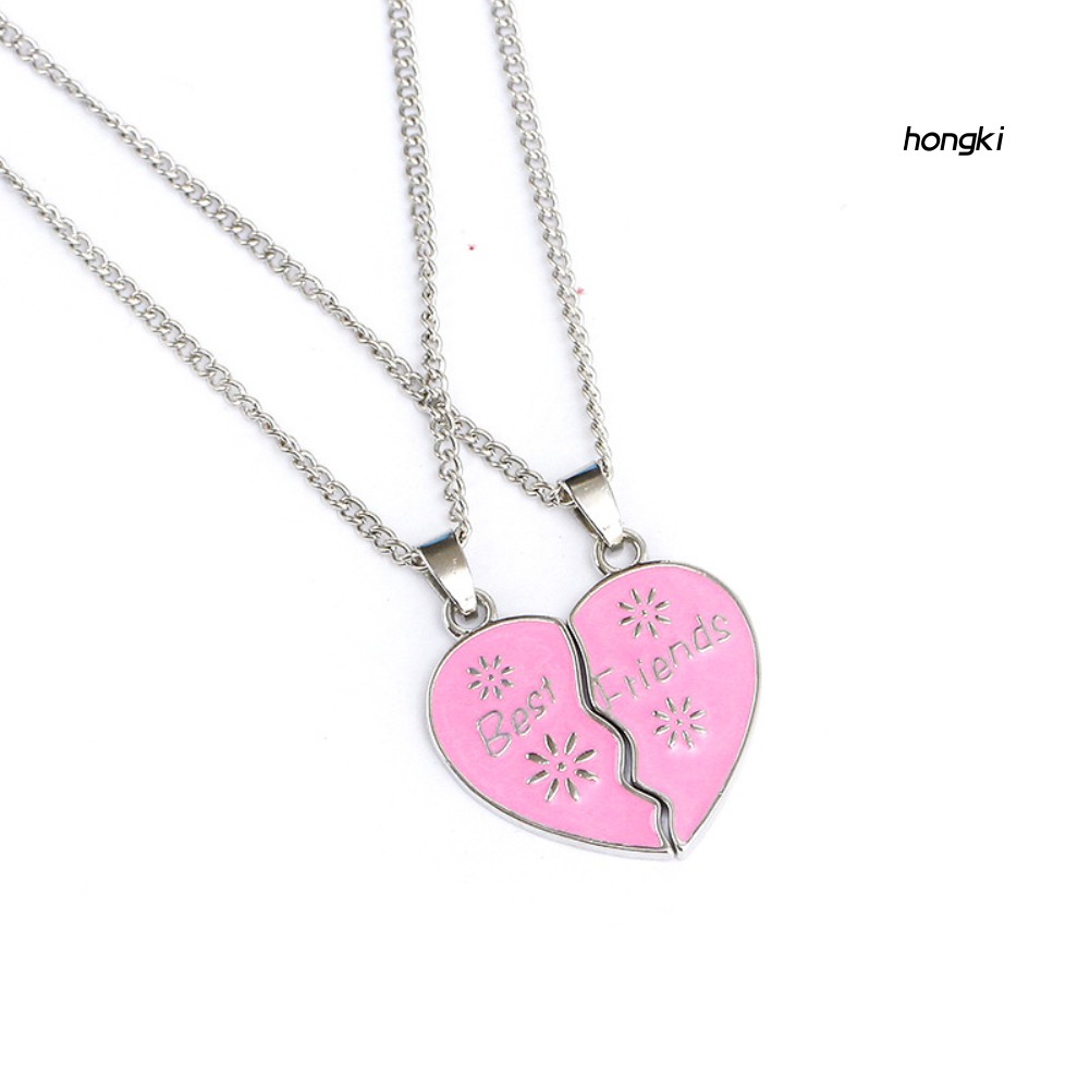 Set 2 Dây Chuyền Mặt Trái Tim Ghép Khắc Chữ Best Friends Thời Trang Cho Nữ