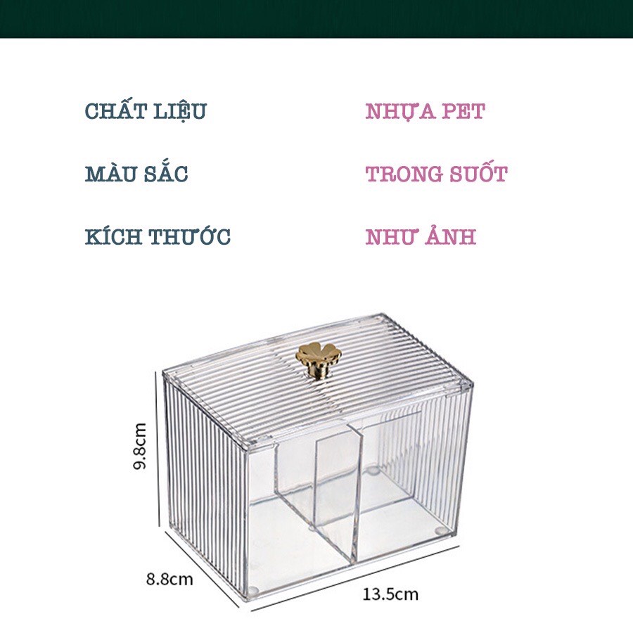 Hộp Đựng Bông Ngoáy Tai, Bông Tẩy Trang, Đồ Trang Điểm Cao Cấp Chia Ngăn R005