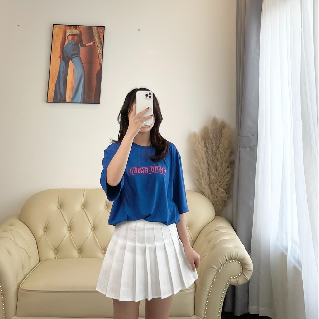 Áo thun nữ / Áo phông nữ tay lỡ form rộng freesize Pwrd Rabit siêu xinh