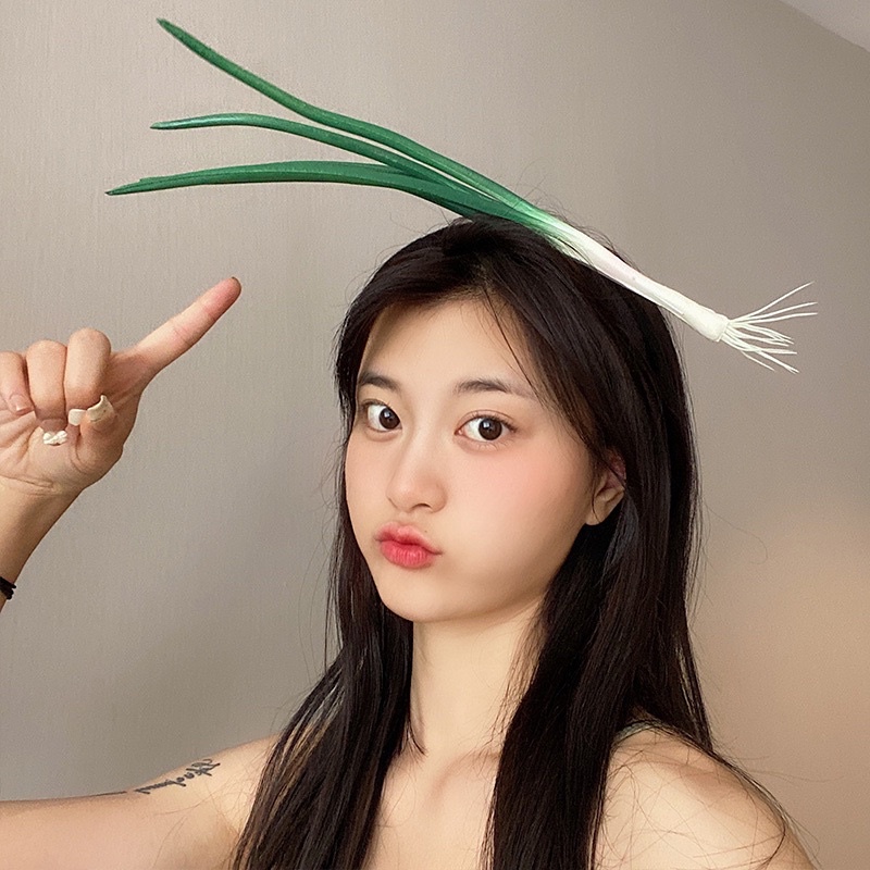 Cài tóc băng đô hoạt hình cây hành cái chảo cute Ulzzang xinh xắn