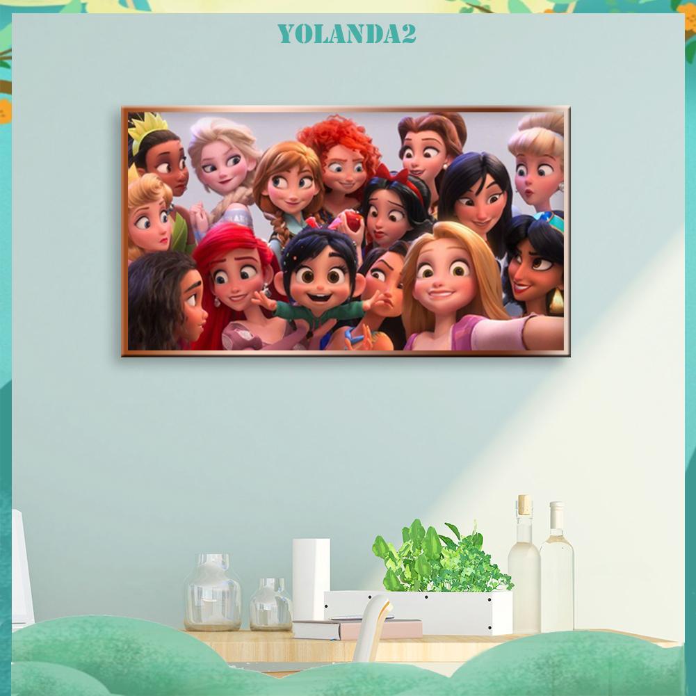 Bộ 2 Tranh Đính Đá Diy Hình Công Chúa Hoạt Hình Dùng Trang Trí Phòng