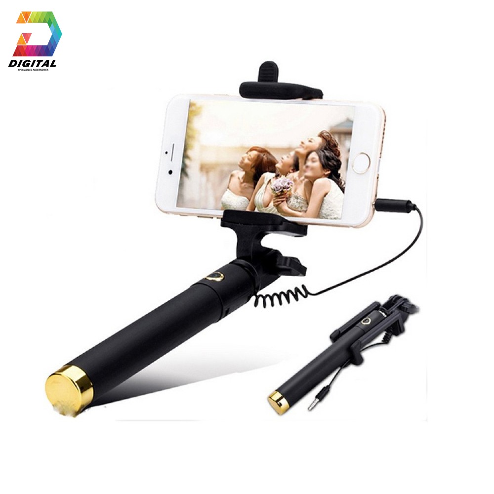 Gậy selfie xi sắt dáng đẹp dài 80 cm chắc chắn kết nối jack 3.5mm