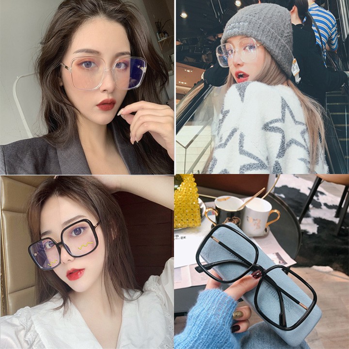 Kính Gọng Mắt Vuông Phiên Bản To Cube Trắng Đen Điểm Nhấn Thay Được Mắt Cận