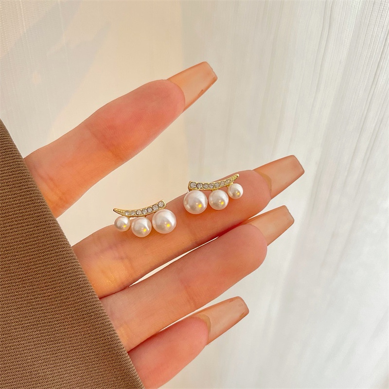 Bông Tai Mạ Bạc 925 Đính Ngọc Trai Sang Trọng Phong Cách Hàn Quốc