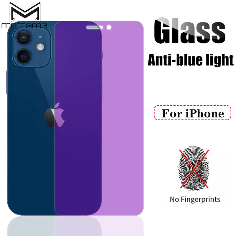 Kính cường lực toàn màn hình ánh tím chống tia sáng xanh cho iPhone 13 12 Mini 11 Pro X Xs Max XR 6 6s 7 8 Plus