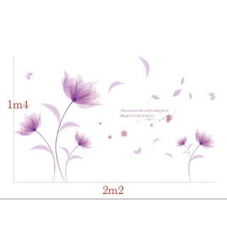 DECAL DÁN TƯỜNG COMBO HOA XANH TÍM MỎNG