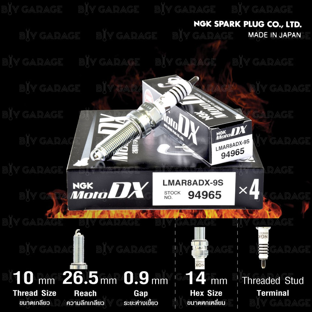 Ổ cắm bugi NGK MotoDX Ruthenium [LMAR8ADX-9S] 1 đầu cho XMAX / Forza300 / Forza350 / PCX160 / Click1