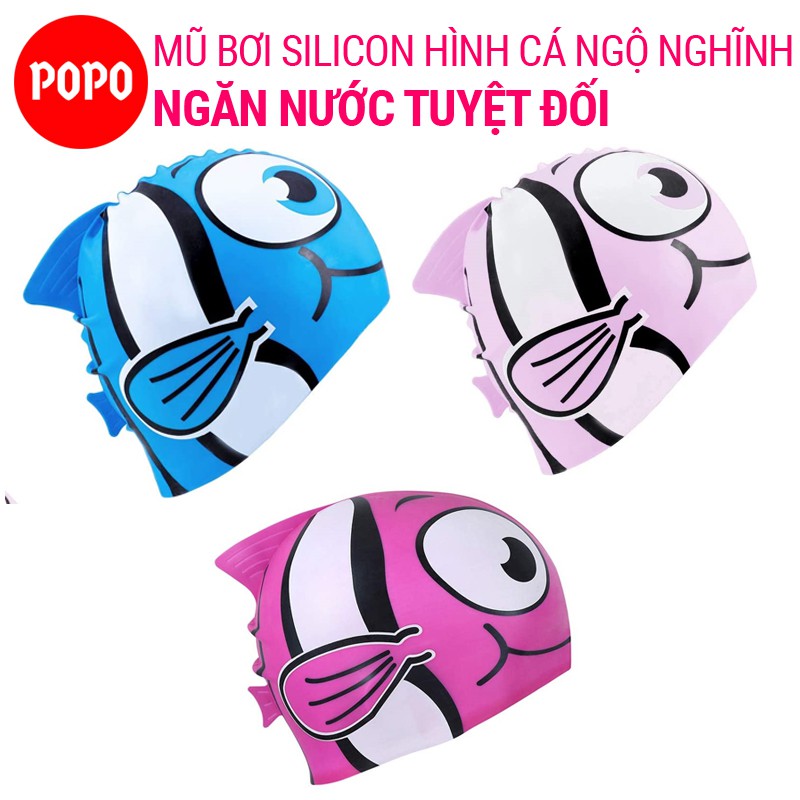 Nón bơi trẻ em mũ bơi cho bé hình ngộ nghĩnh POPO 1196 1197 chất liệu an toàn, cảm giác mềm mại khi đội cho bé