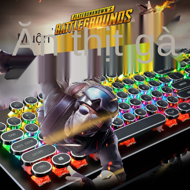 ▫♂Siêu Bền PUBG/LOL bàn phím Gaming +Chuột ( Hàng Chính Hãng ) có đèn led 7 màu Máy tính màn hình với trục xanh lá cây