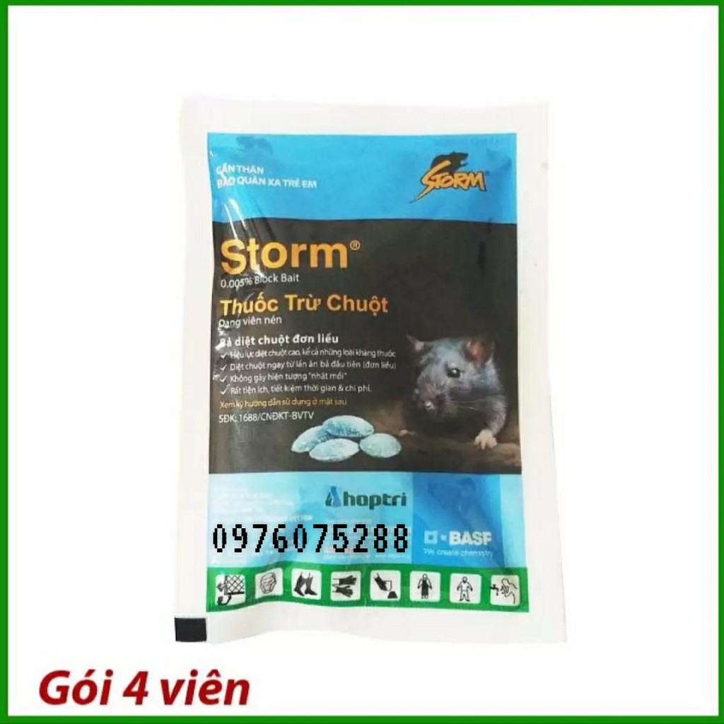 (Khuyến mãi)Thuốc diệt chuột Storm thế hệ mới Basf Đức gói 20 viên